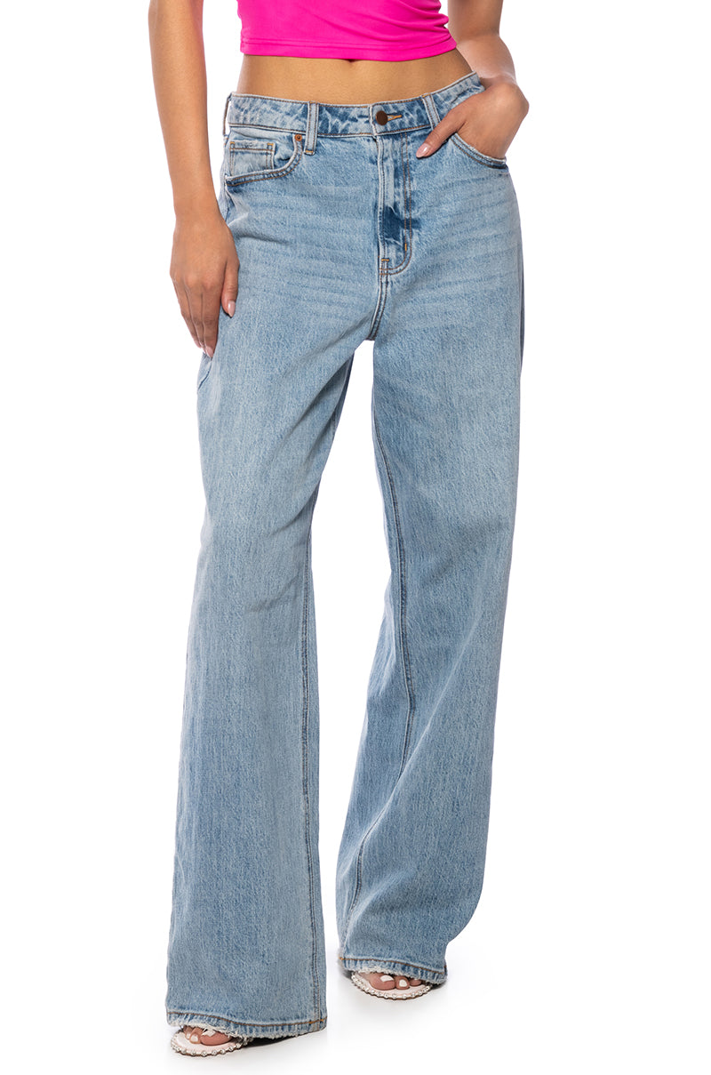Front View Keep It Vintage Low Rise Light Denim Jean view 1