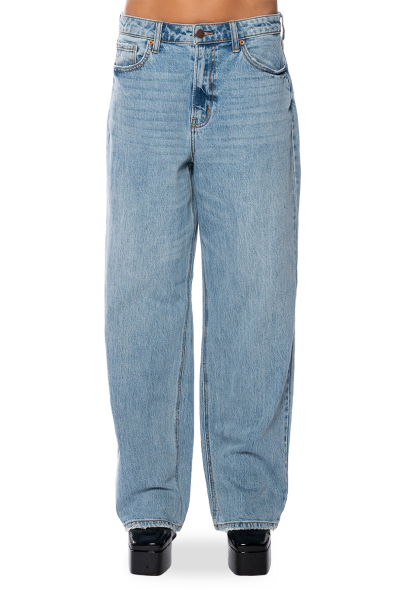 Back View Keep It Vintage Low Rise Light Denim Jean view 5