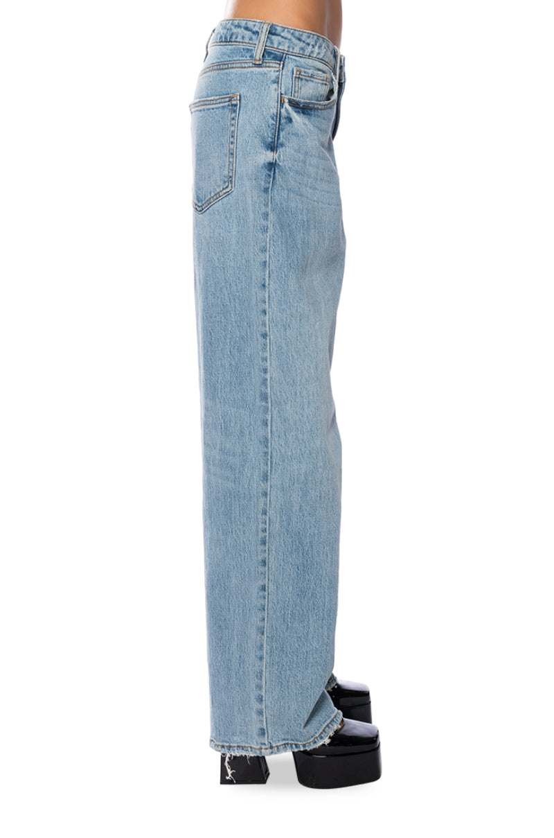 Detail View Keep It Vintage Low Rise Light Denim Jean view 6
