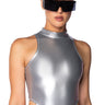 Front View Keep That Same Energy Metallic Sleeveless Bodysuit