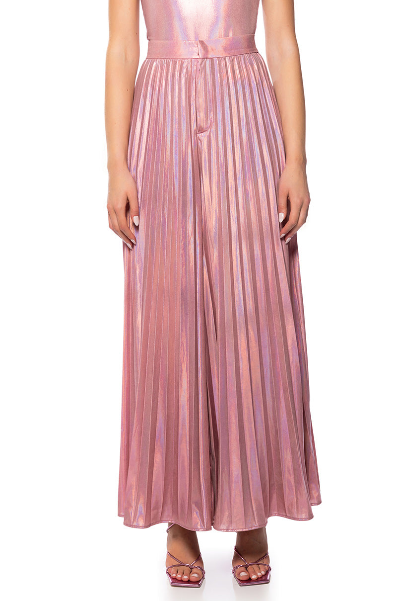 Front View Keira Metallic Palazzo Pant