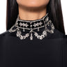 Front View Keira Velvet Rhinestone Choker