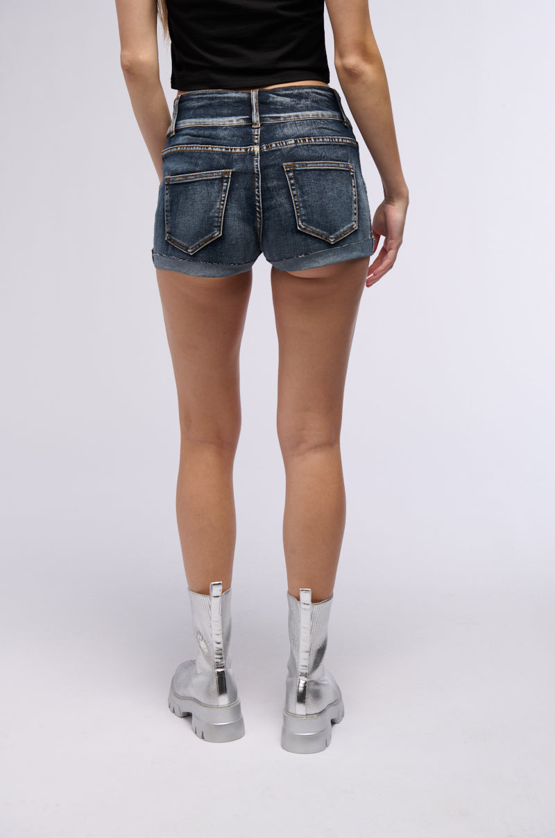 Detail View Keke High Waisted Denim Shorts