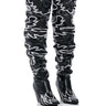 Front View Kelsey Over The Knee Western Boot In Black White