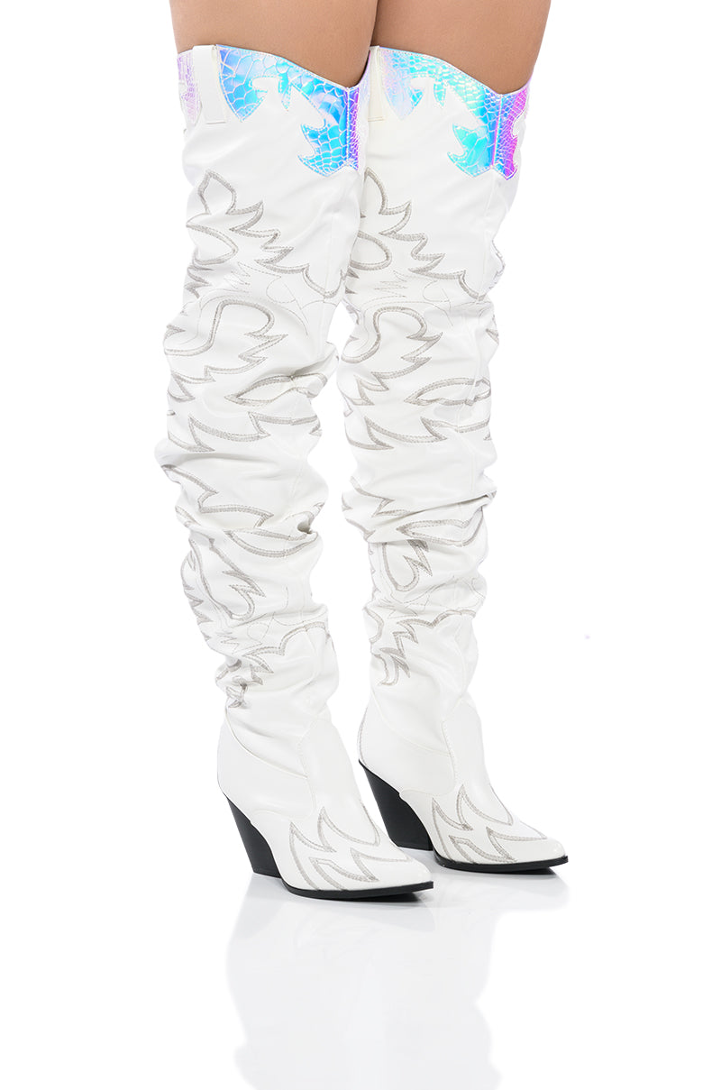 KELSEY OVER THE KNEE WESTERN BOOT IN WHITE view 0