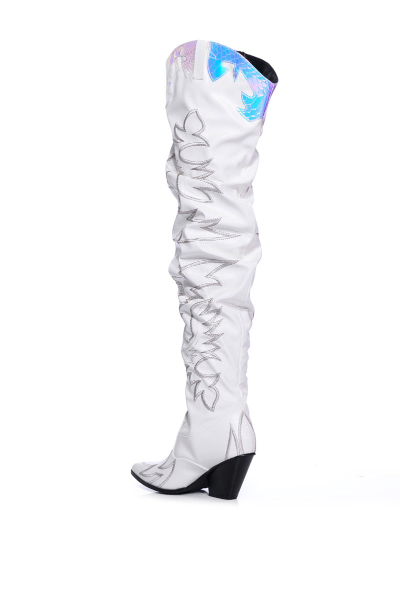 Detail View Kelsey Over The Knee Western Boot In White