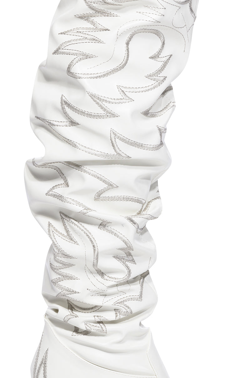 Full View Kelsey Over The Knee Western Boot In White