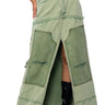 Front View Kenna Front Slit Distressed Denim Maxi Skirt