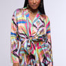 Front View Kenna Scarf Print Satin Button Down Blouse