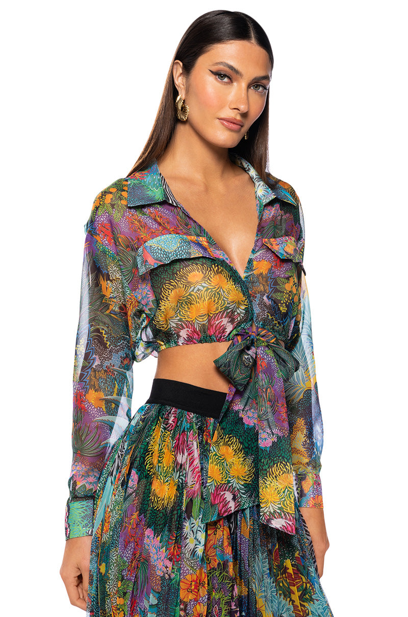 KERRIE SHEER TIE FRONT TOP view 0