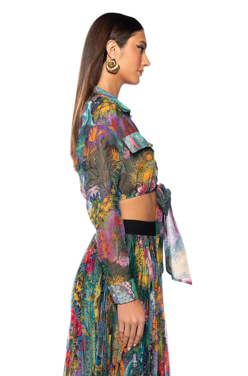 Full View Kerrie Sheer Tie Front Top