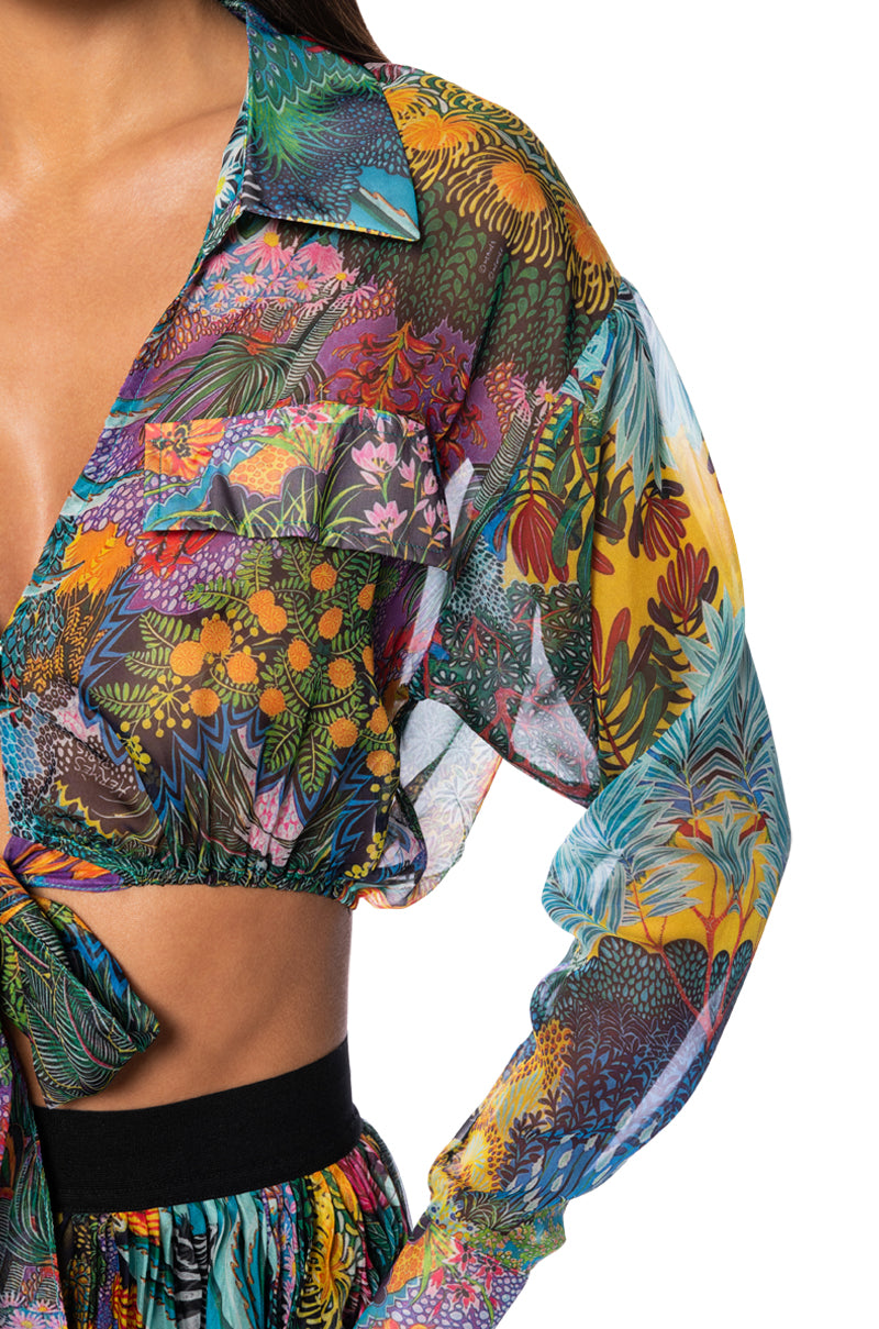 Extra View Kerrie Sheer Tie Front Top