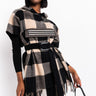 Front View Khalli Plaid Hoodie Poncho in Brown Multi