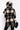 Back View Khalli Plaid Hoodie Poncho in Brown Multi