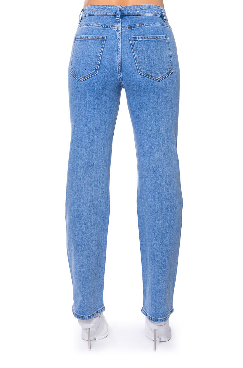 Extra View Kick Back Pinstripe Rhinestone Wide Leg Jeans