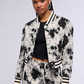 Front View Kickback Brocade Bomber