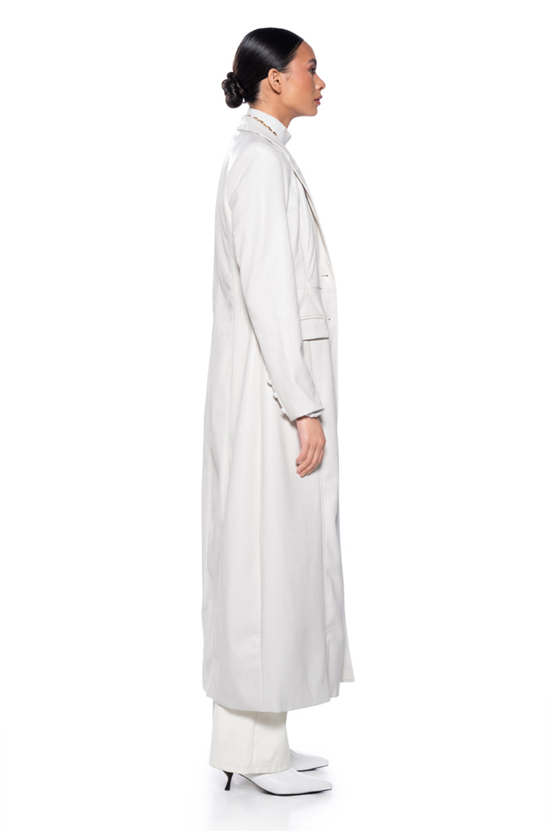 Detail View Kim Long Pu Trench With Jacquard Lining