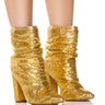 Front View King Scrunched Chainmail Bootie In Gold