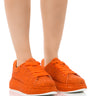 Front View Kingdom Bedazzled Flatform Sneaker In Orange