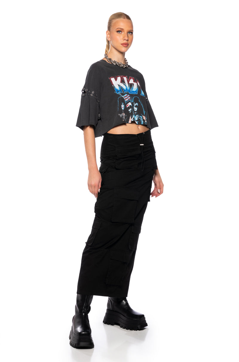 Detail View Kiss Studded Cropped Band T Shirt 3