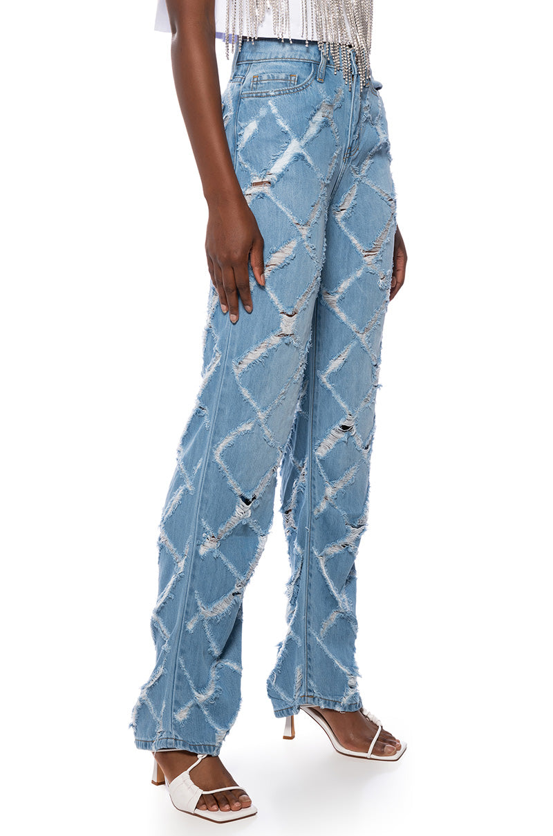 KIT CRISS CROSS DISTRESSED WIDE LEG JEANS view 0