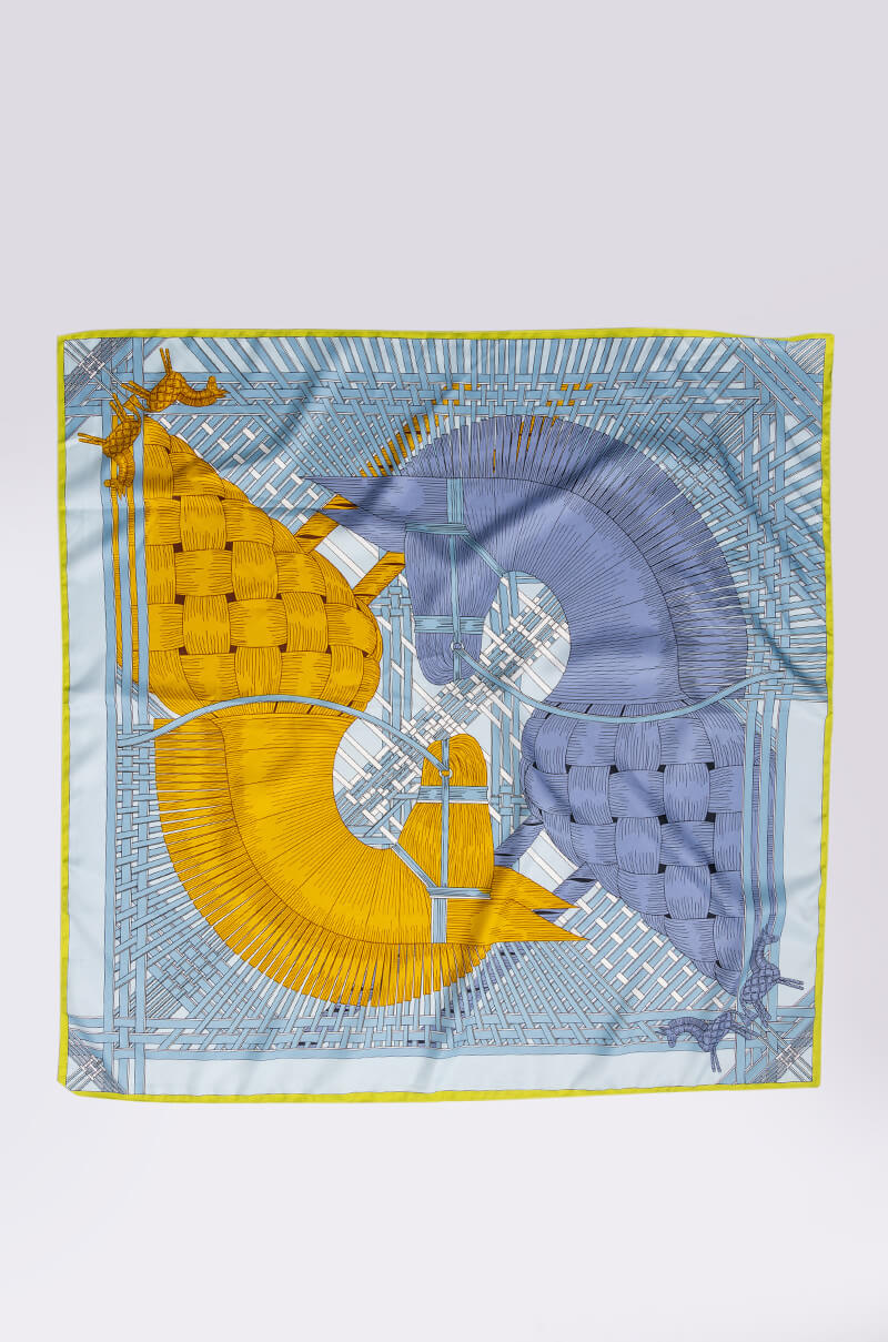 Full View Knighted Blue Satin Scarf