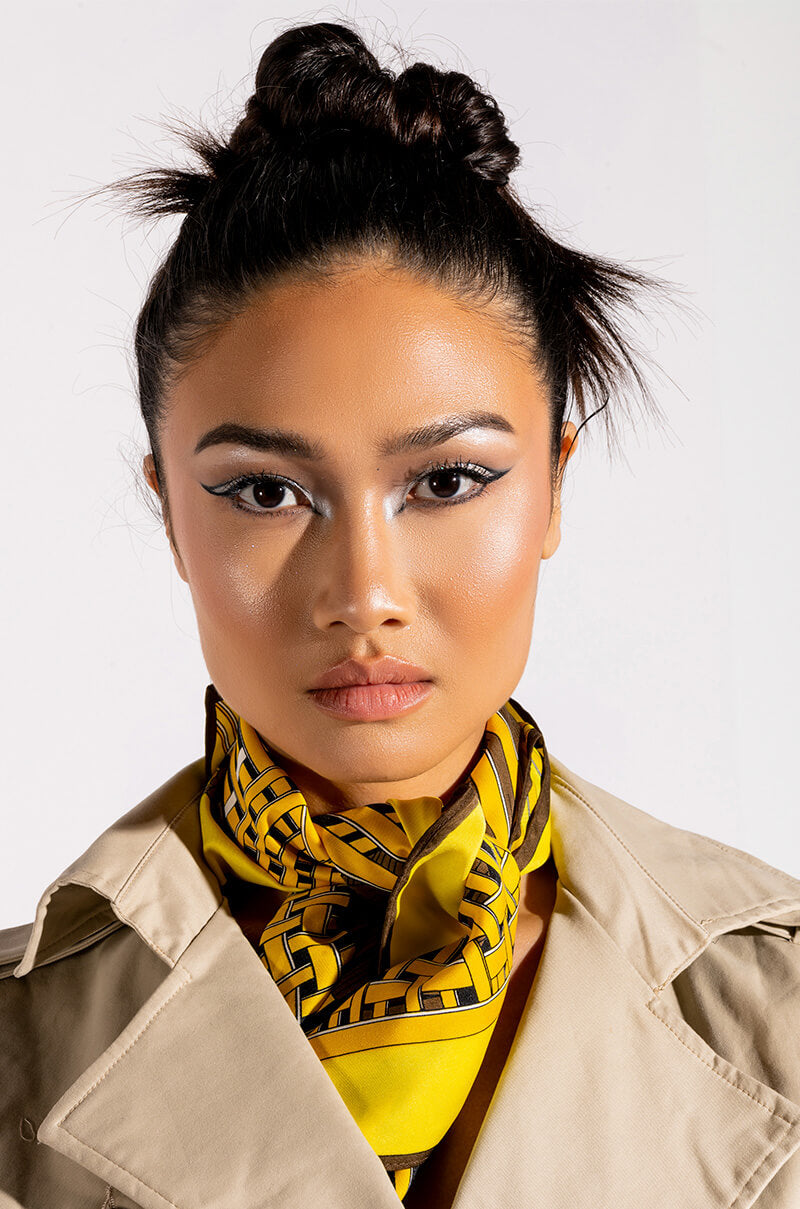 Back View Knighted Yellow Silk Scarf