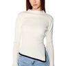 Front View Knit Girl Contrast Trim Sweater