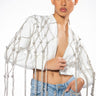 Front View Knot Again Crop Bomber With Diamond Rope