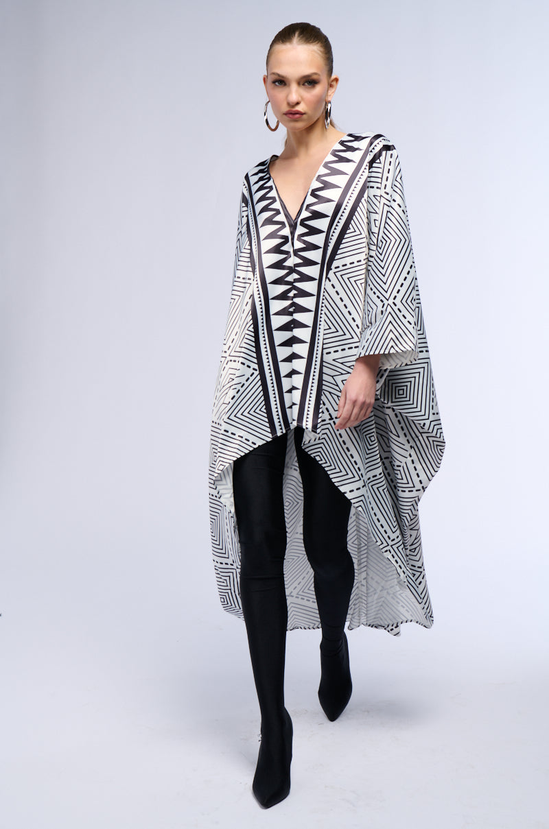 Side View Kona Printed Deep V Kaftan Dress 8