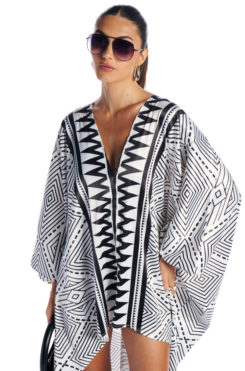 KONA PRINTED DEEP V KAFTAN DRESS AKIRA KONA PRINTED DEEP V KAFTAN DRESS AKIRA