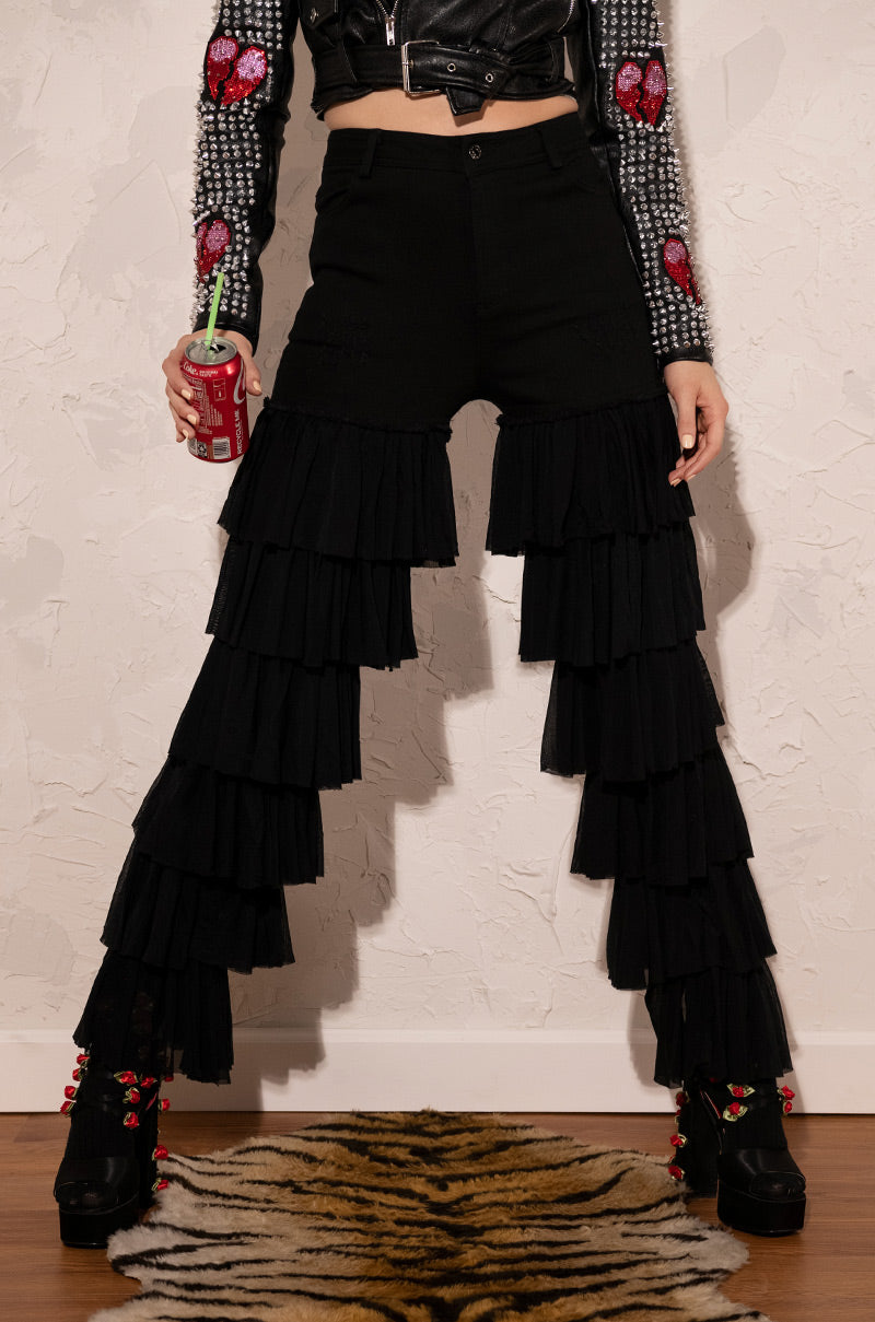 Front View Kylie High Rise Ruffles Jeans
