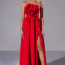 Front View La Flor 3d Rose Maxi Dress With Slit