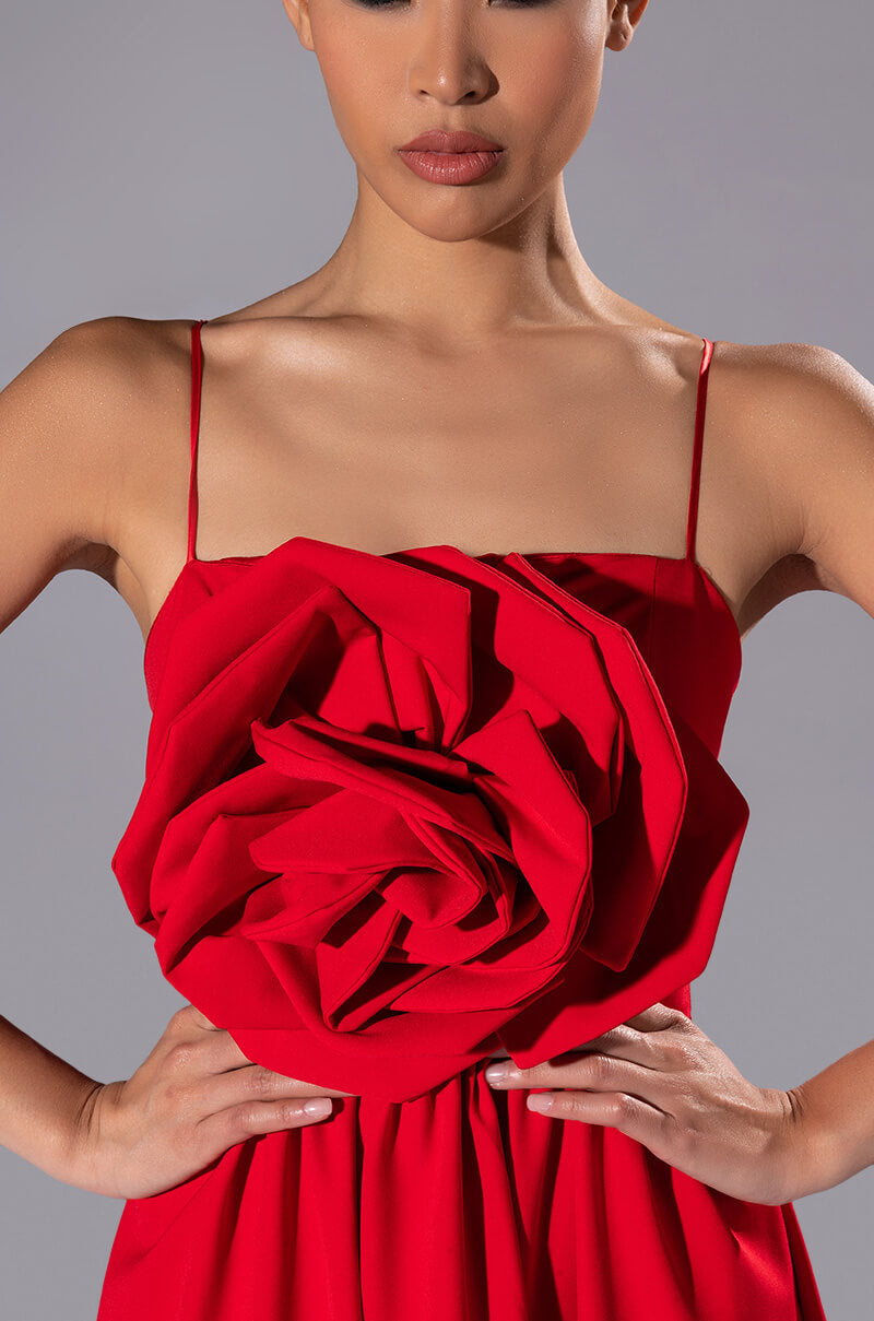 Full View La Flor 3d Rose Maxi Dress With Slit
