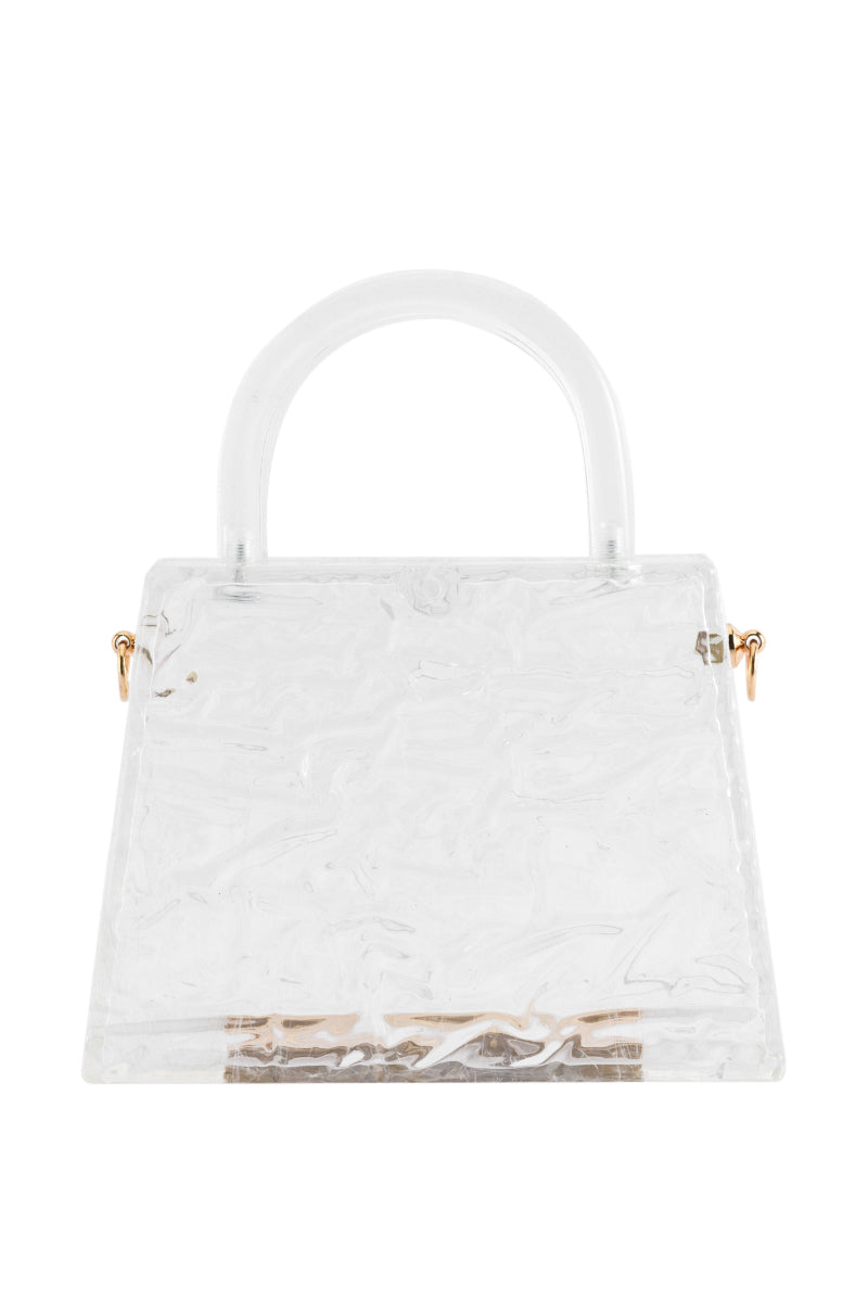 Side View La Petite Acrylic Top Handle Purse