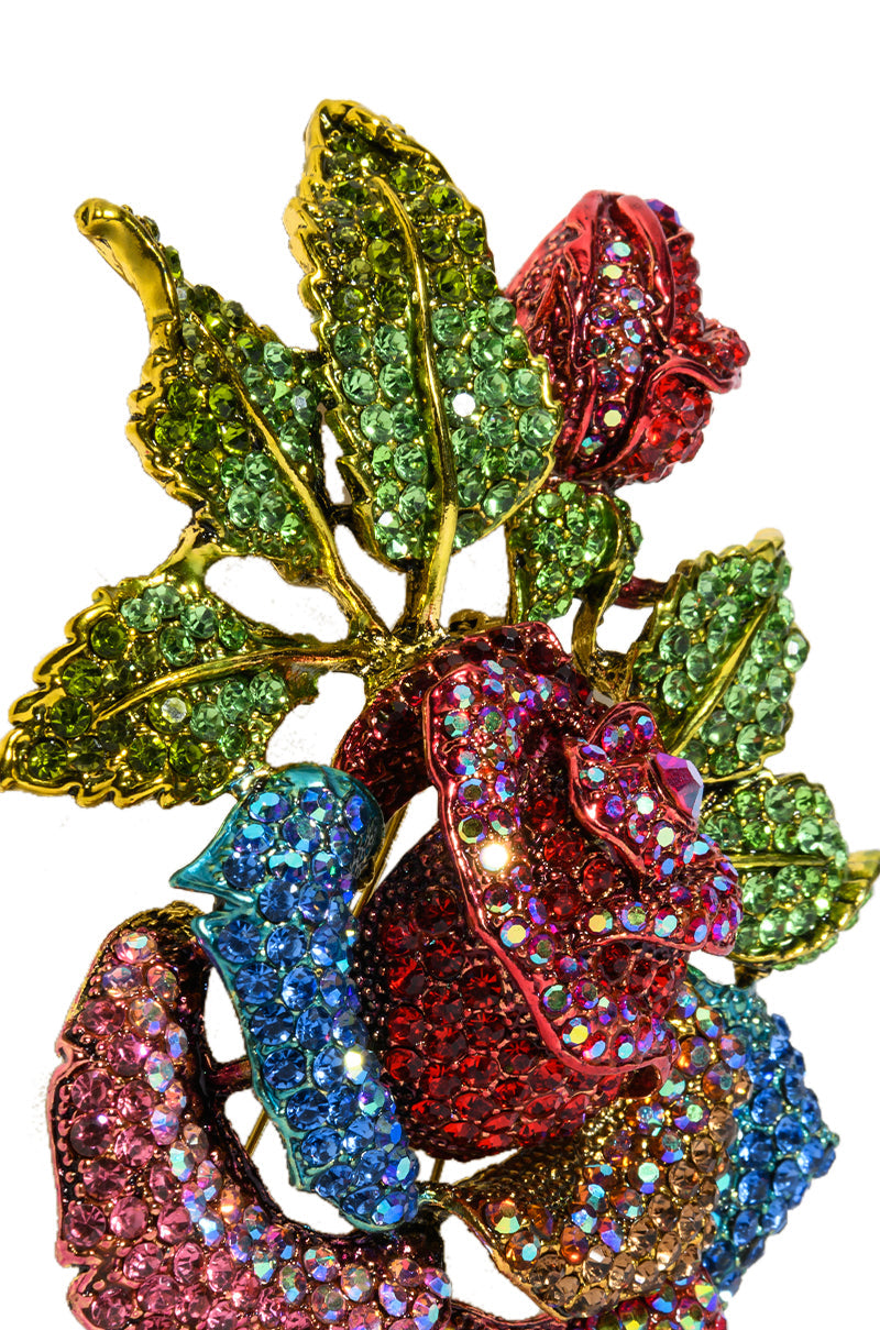 Detail View La Vie En Rose Embellished Floral Brooch 4