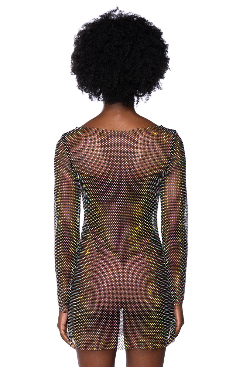 Full View Labyrinth Embellished Mini Dress In Black