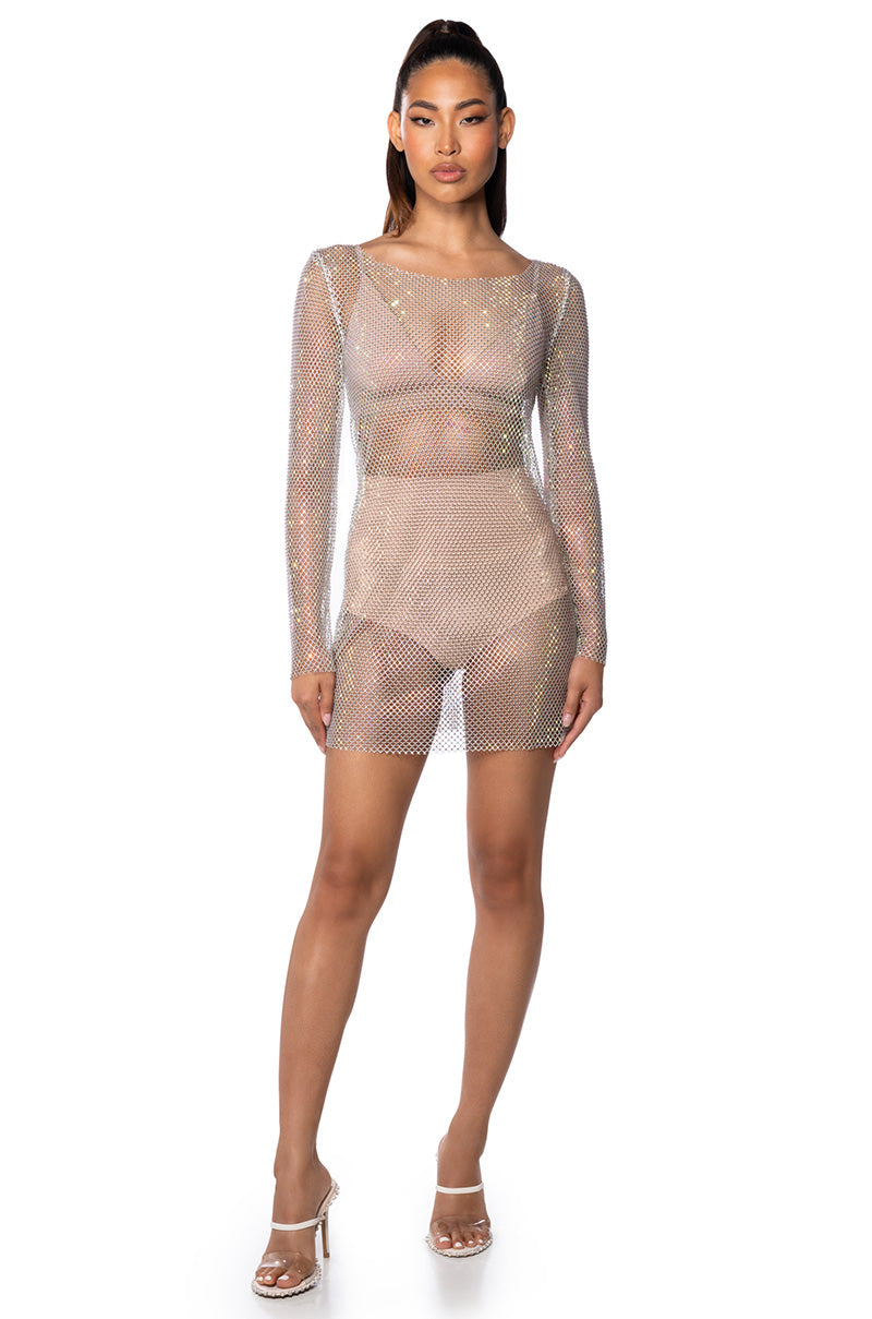 Side View Labyrinth Embellished Mini Dress In White 1