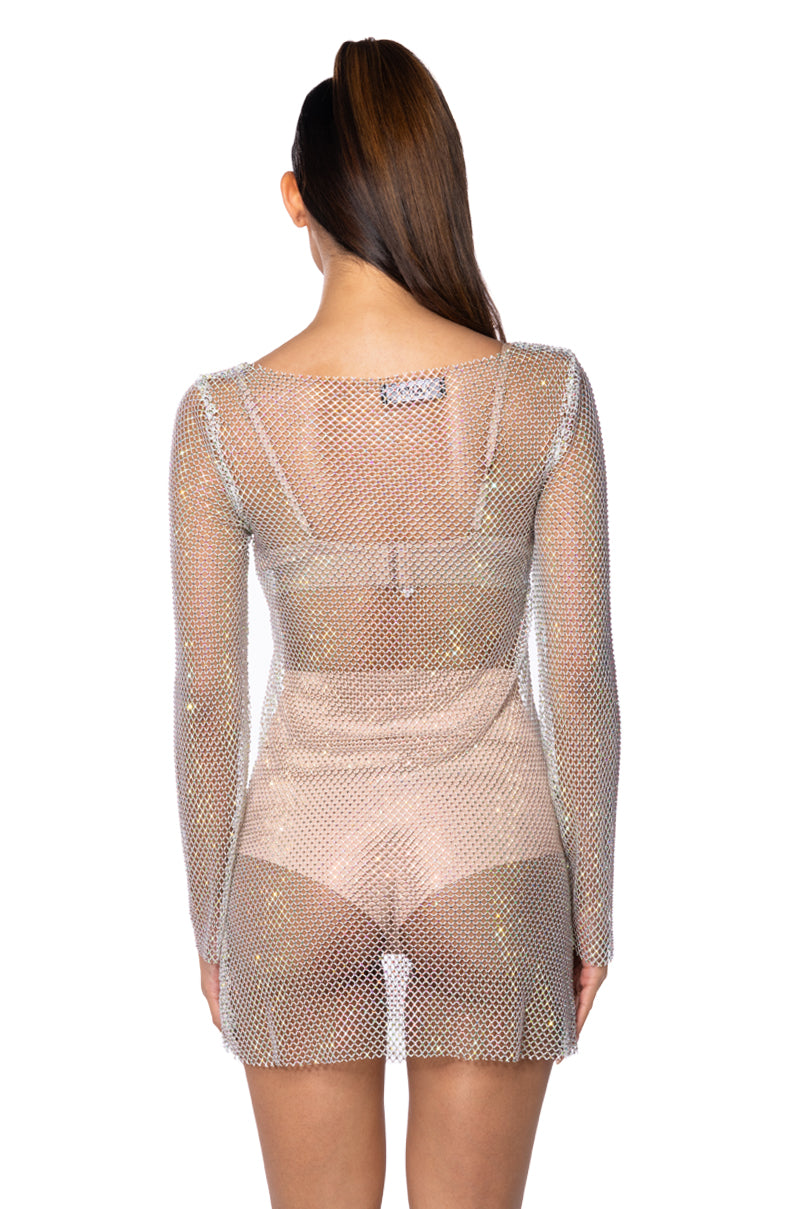 Full View Labyrinth Embellished Mini Dress In White 4