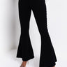 Front View Lace Me Up Flare Jeans in Black