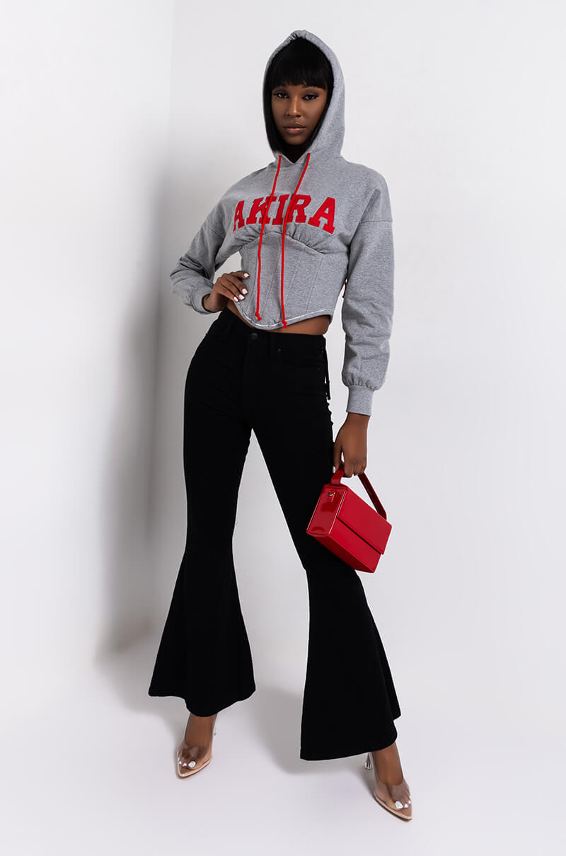Full View Lace Me Up Flare Jeans in Black 4