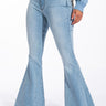 Front View Lace Me Up Flare Jeans