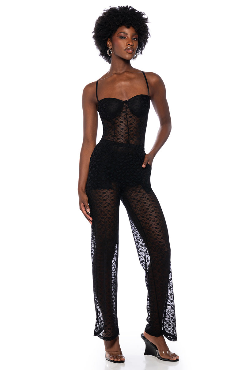LACE ME UP SHEER TWO PIECE SET view 0