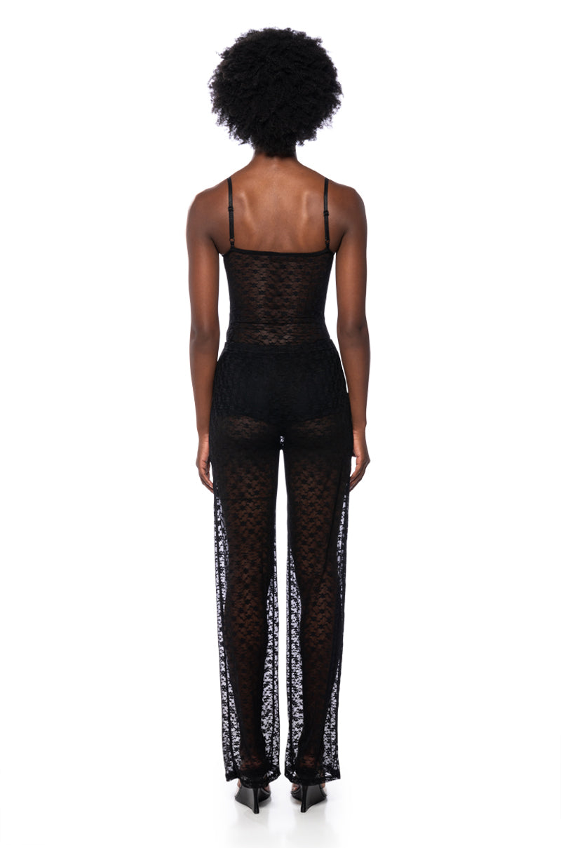 Detail View Lace Me Up Sheer Two Piece Set