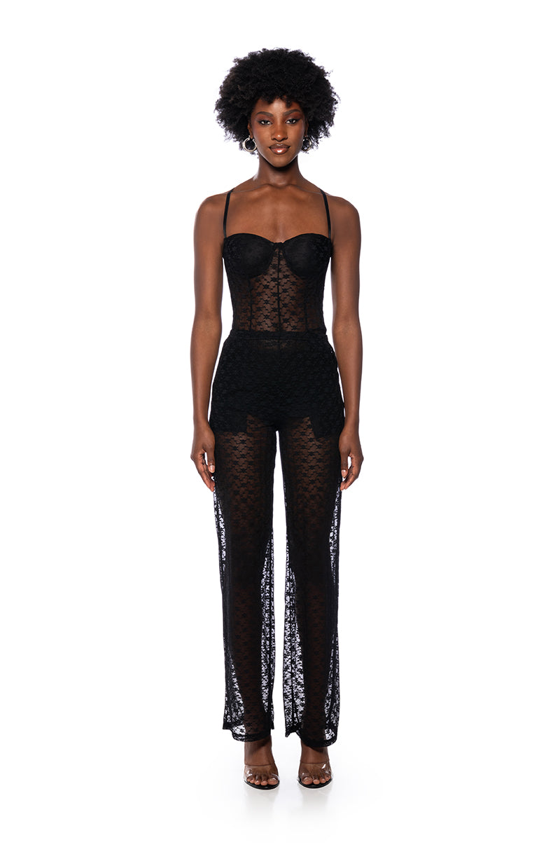 Extra View Lace Me Up Sheer Two Piece Set