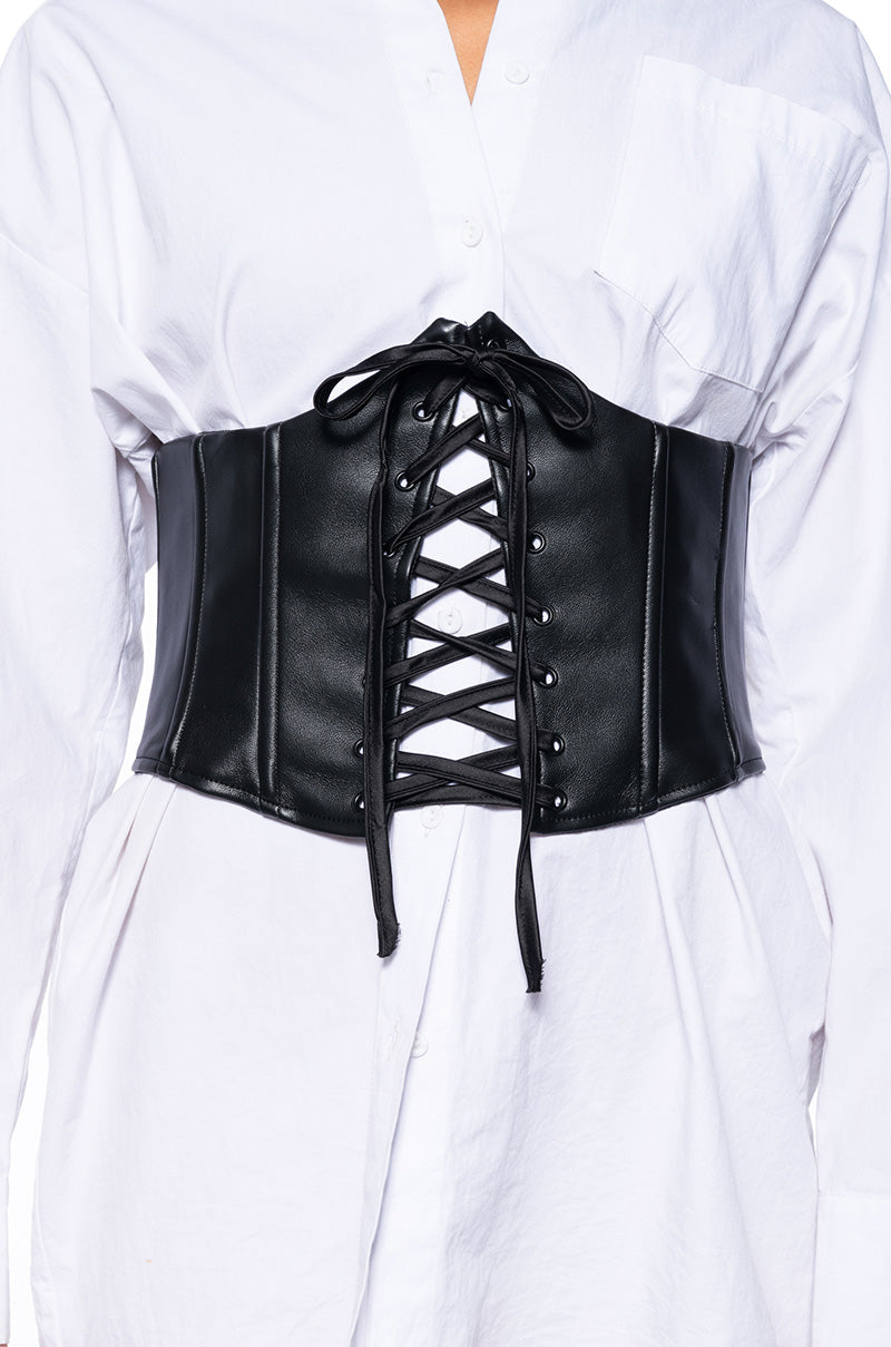 Front View Laced Up Underbust Corset Belt 2