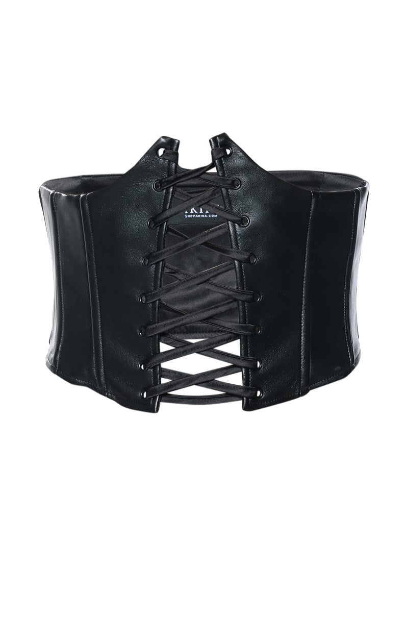 Back View Laced Up Underbust Corset Belt 0