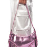 Front View Lada Metallic Shoulder Bag In Pink