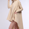 Front View Ladie Turtleneck High Low Sweatshirt Dress