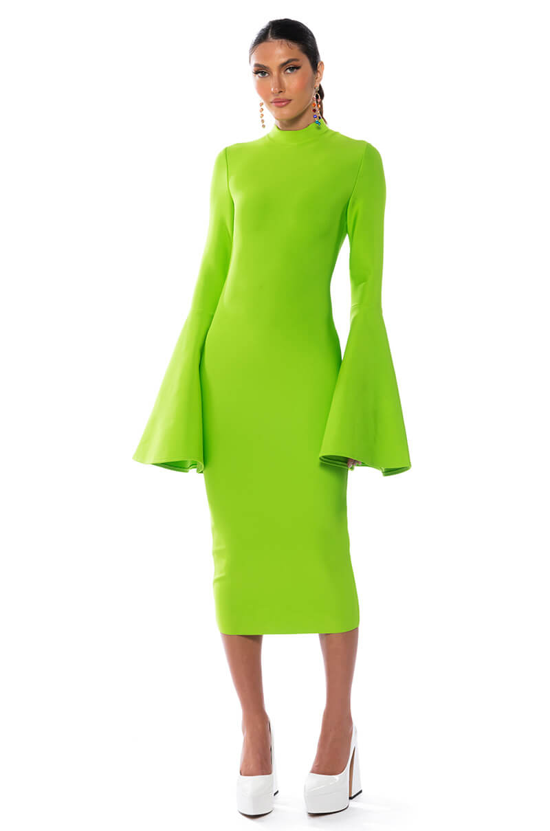 LADY LONG SLEEVE MIDI BANDAGE DRESS view 0